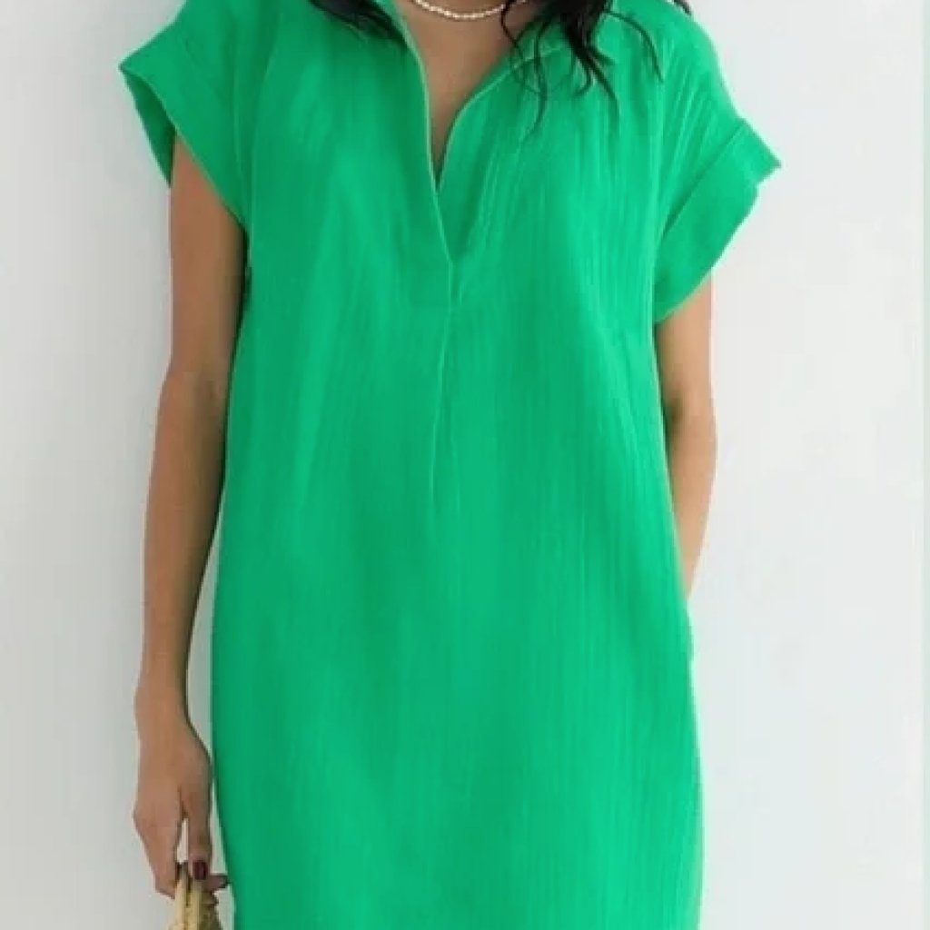 J. Crew V-Neck Shirtdress In Soft Gauze In Summer Green Small